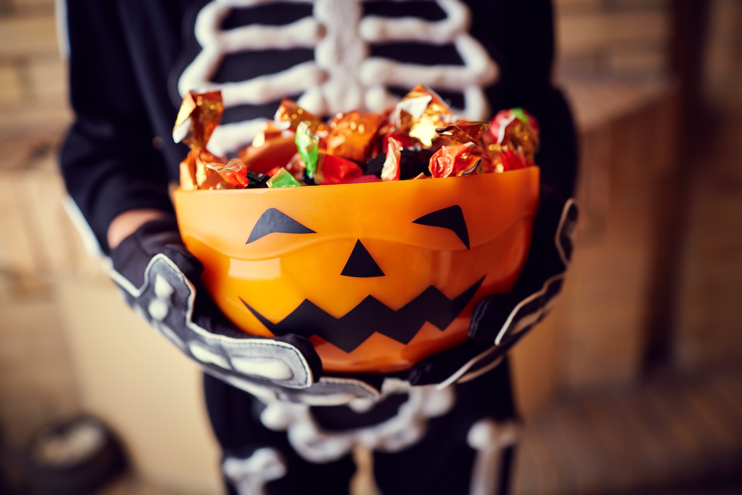 bowl of halloween candy for halloween dental myths